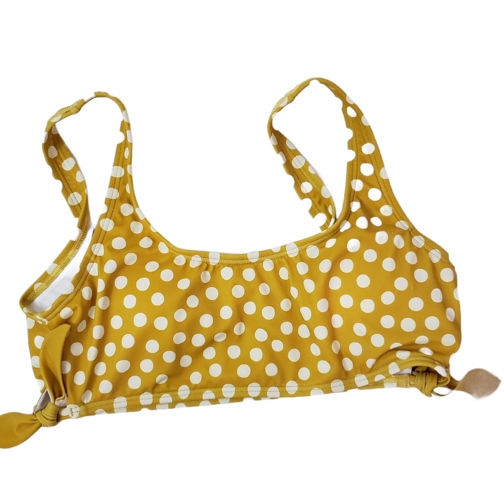 Yellow Polka dot tie sides bikini top Size medium